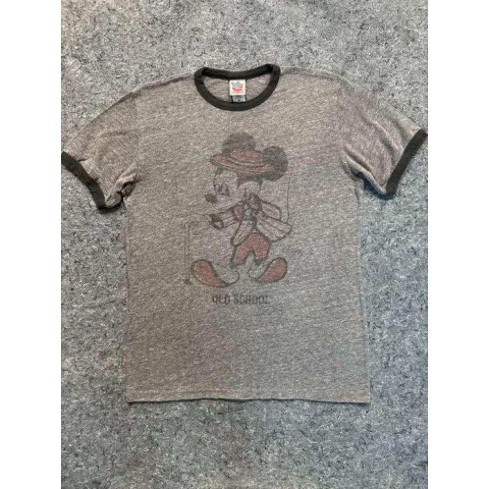 Junk Food Disney Mickey Mouse “Mousketeer” Gray Ringer T-Shirt Men’s Size M